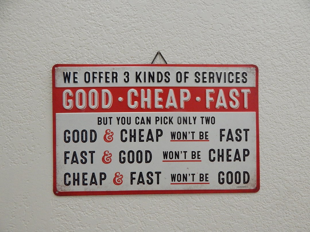 Good, Cheap, Fast Service Metal Sign Vintage Etsy