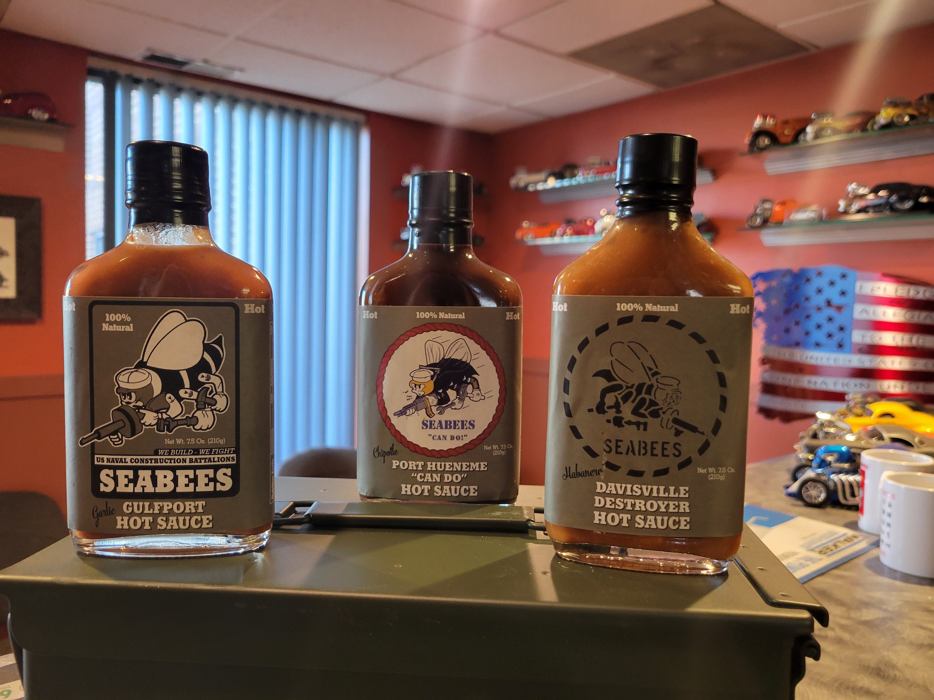 Seabees Hot Sauce 3 Pack, Hot Sauce Fire Team, Davisville Destroyer