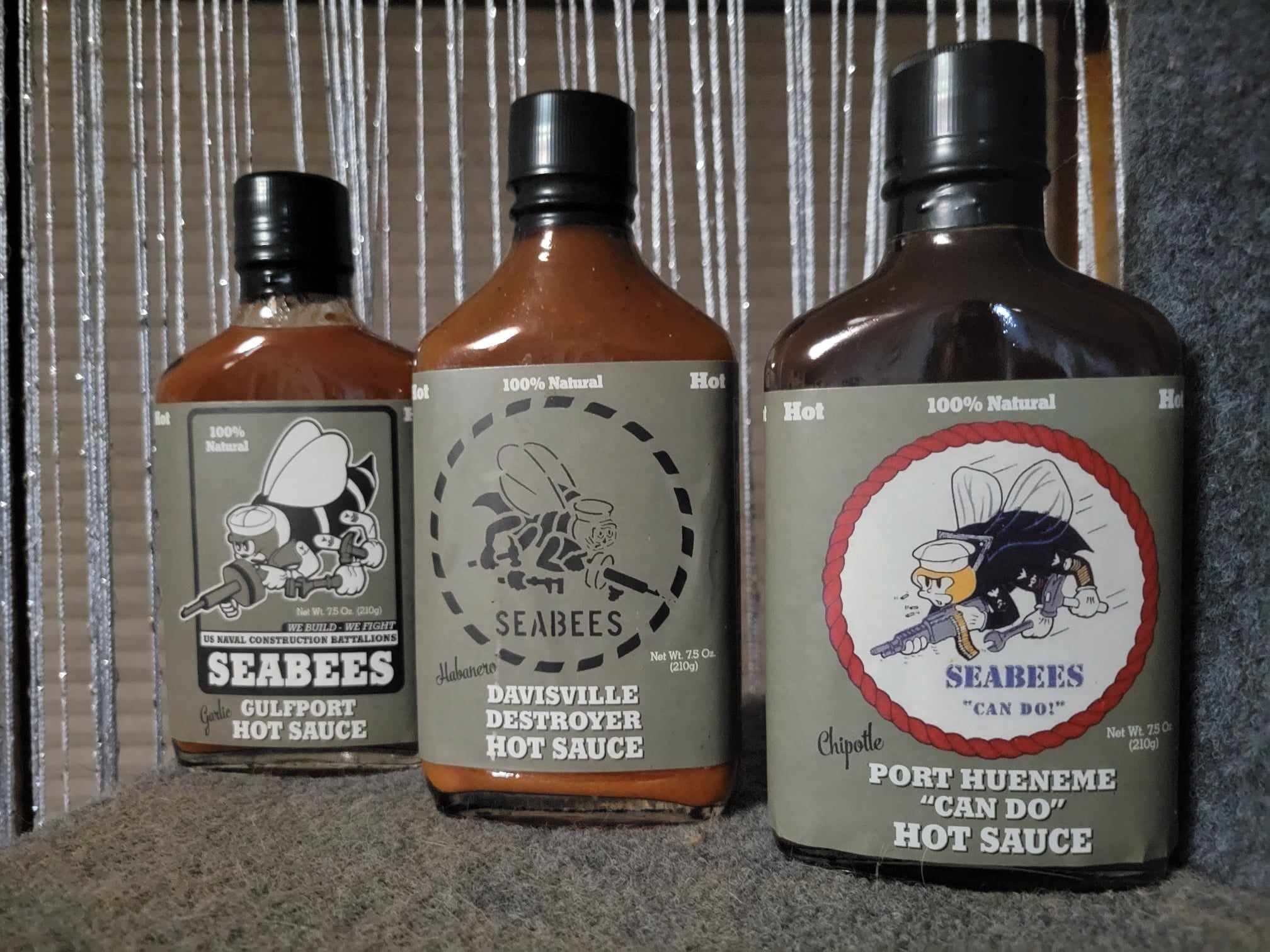 Seabees Hot Sauce 3 Pack, Hot Sauce Fire Team, Davisville Destroyer