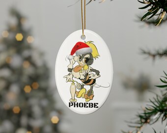 Santa hat Phoebe Double Sided Christmas Ceramic Ornaments (1pcs, 5pcs, 10pcs, 20pcs)