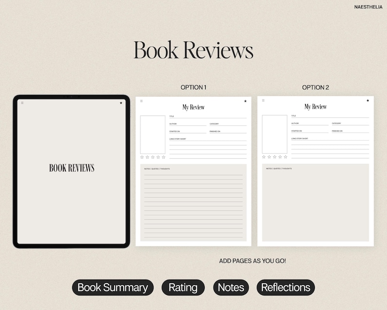Digital Reading Journal | Digital Planner for Goodnotes, Notability ...