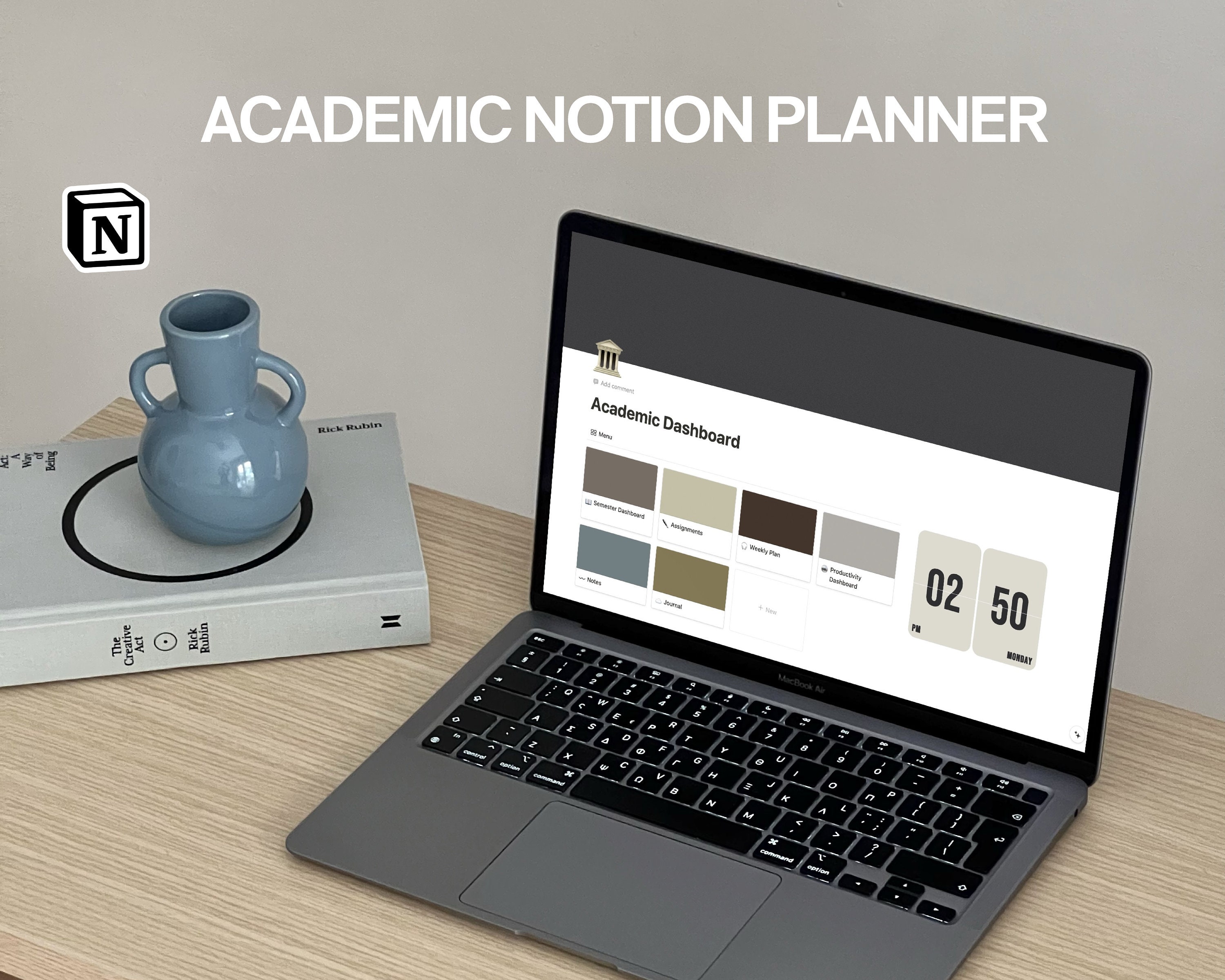 Academic Notion Planner | Student Notion Template | Simple Notion Planner for School, University & College | Semester Notion Template
