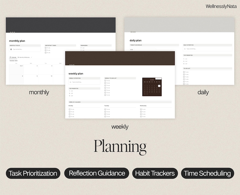 Notion Template | All in One Notion Planner | Simple Notion Planner | Notion Personal Agenda | Digital Planner | Ultimate Notion Calendar image 4