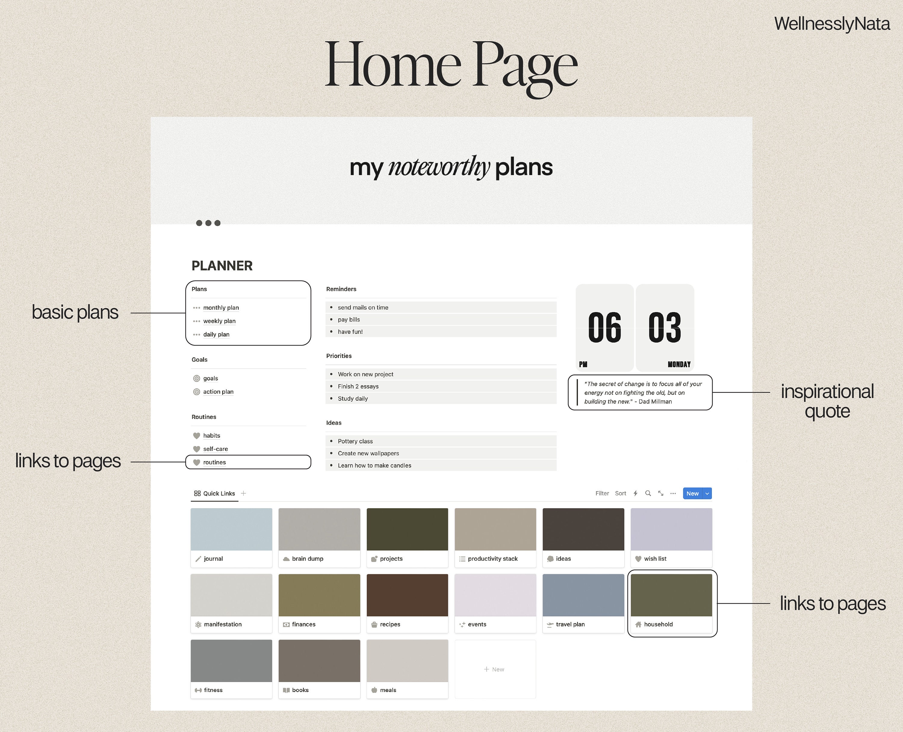Simple Notion Customizable Notion Template | All in One Notion Planner | Simple Notion Planner ...
