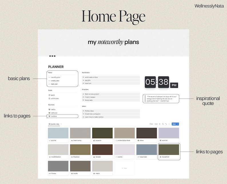 Notion Template | All in One Notion Planner | Simple Notion Planner | Notion Personal Agenda | Digital Planner | Ultimate Notion Calendar image 3