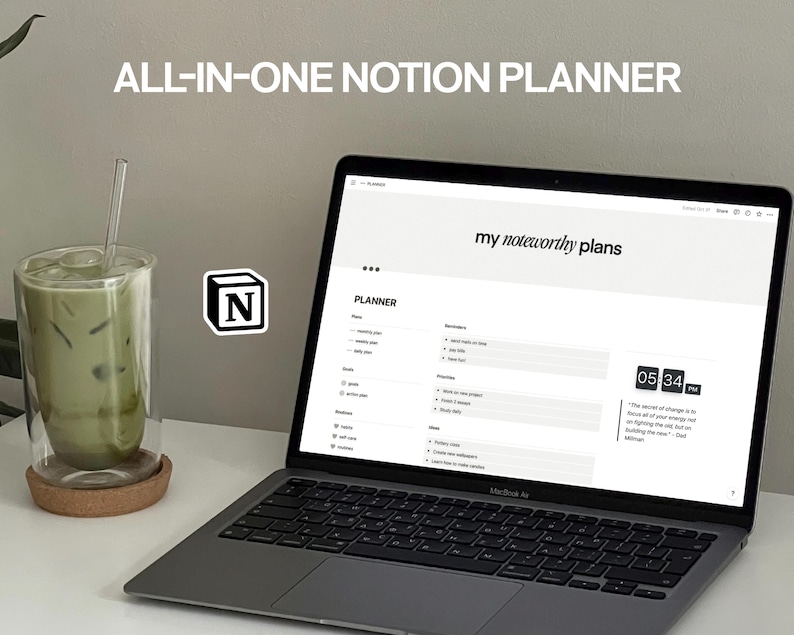 Notion Template | All in One Notion Planner | Simple Notion Planner | Notion Personal Agenda | Digital Planner | Ultimate Notion Calendar image 1