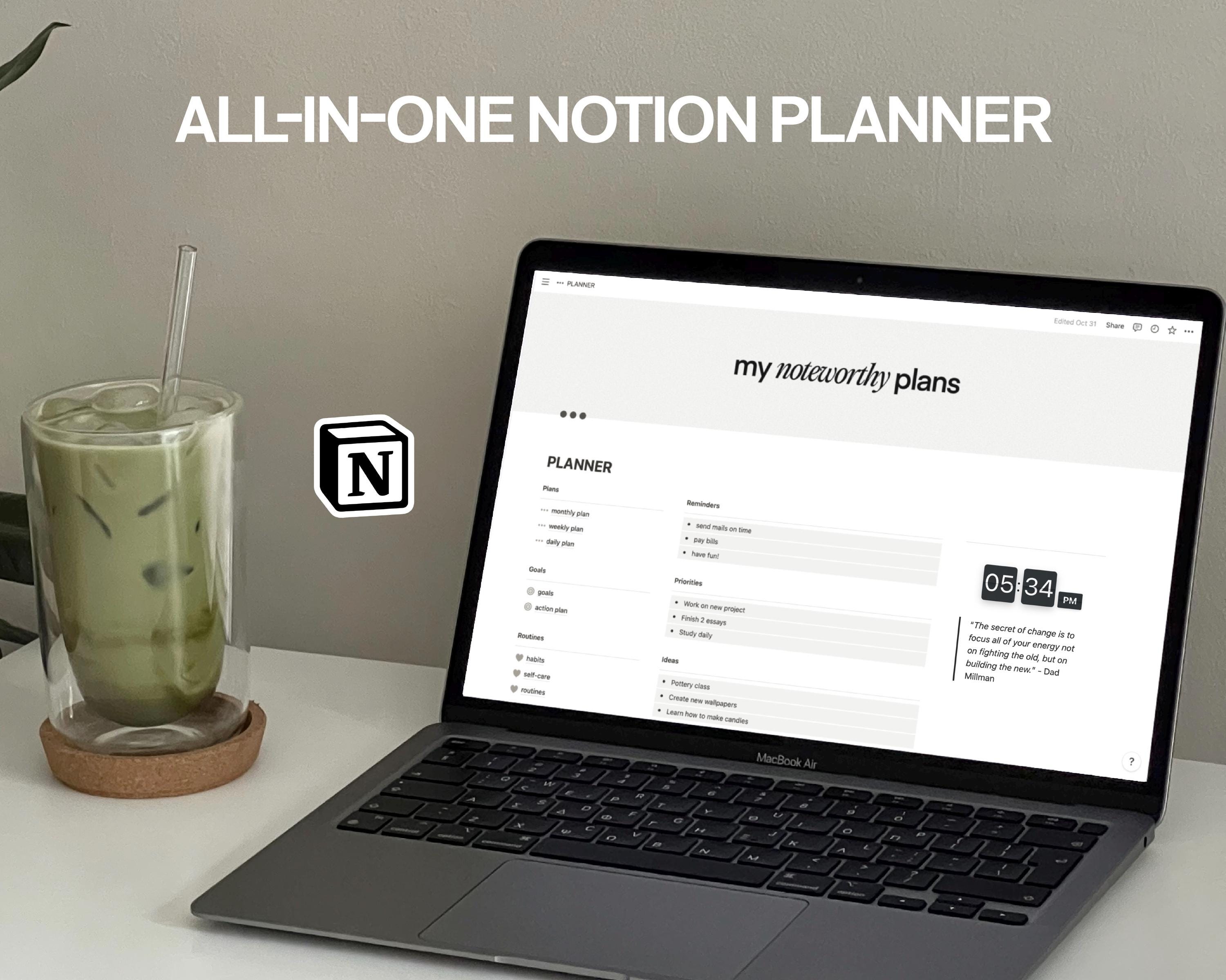 Notion Template All in One Notion Planner Simple Notion Planner Notion Personal Agenda Digital Planner Ultimate Notion Calendar