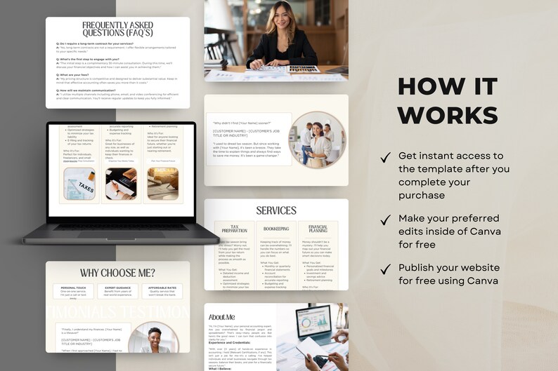 Website for Accountant Website Template for Accountant Accountant Website Bookkeeping Website Canva Website Template image 3