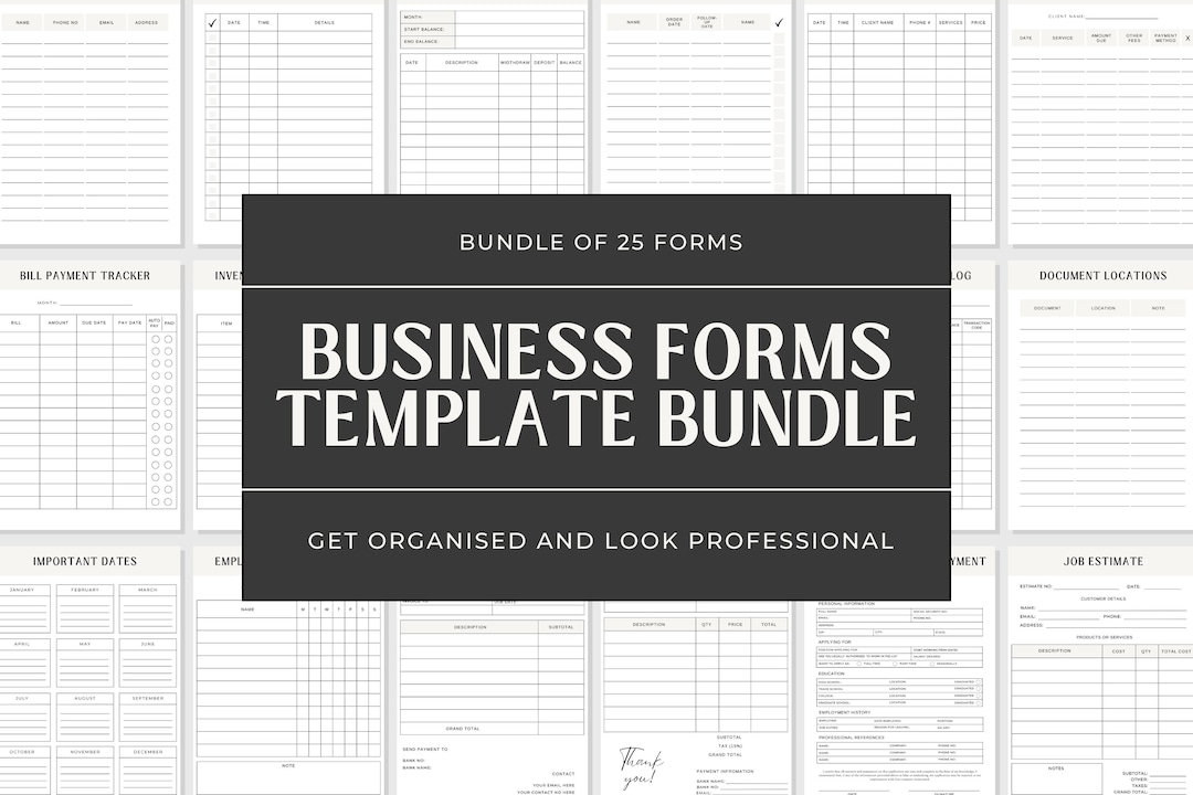 Business Forms Templates Small Business Form Templates - Etsy