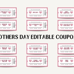 Mother&#39;s Day Coupon Template | Mothers Day Coupon Book Printable | Printable Mothers Day Coupon Book | Coupon Template Gift Coupons for Mom