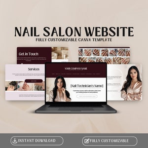 Nail Tech Website | Nail Tech Acuity | Canva templates | Nail Booking Website | Nail Salon Website Canva Template | Nail Business Website