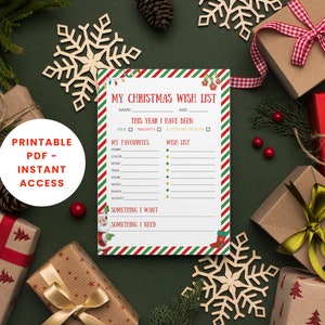 Kinder-Weihnachts-Wunschliste | Wunschliste Printable | Weihnachtswunschliste für Kind | Weihnachtswunschliste Printable | Feiertags-Wunschliste