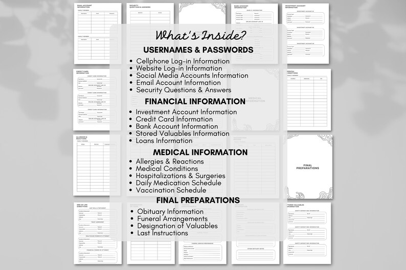 Emergency Binder Template | Emergency Binder Printable | Emergency ...