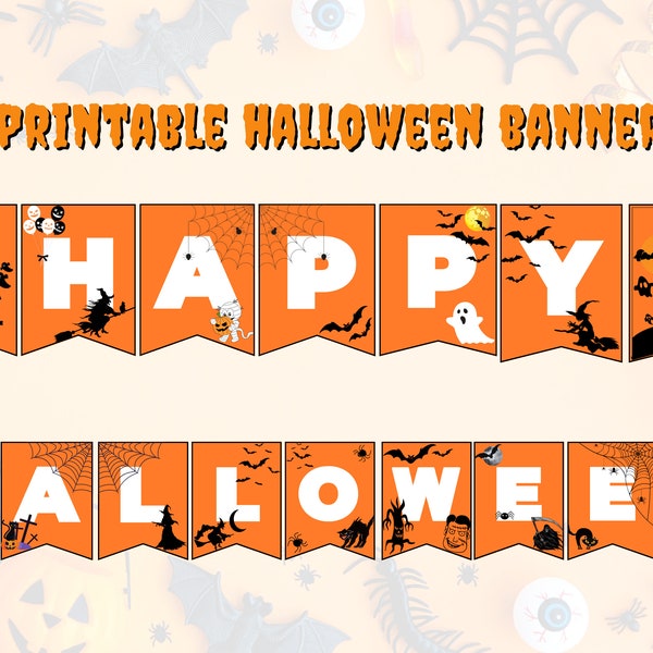 Printable Halloween Banner | Happy Halloween Banner | Halloween Sign Printable | Halloween Decor | Halloween Banner | Spooky Decor