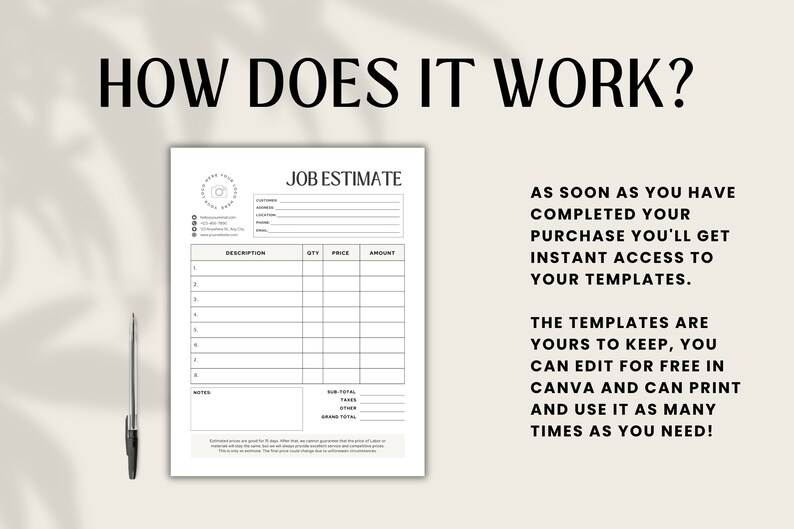 Job Estimate Template | Job Estimate | Estimate Template | Job Estimate