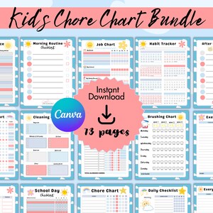 Chore Chart for Kids | Kids Chore Chart | Editable Chore Chart | Weekly Chore Chart | Kids Routine Chart | Printable Chore