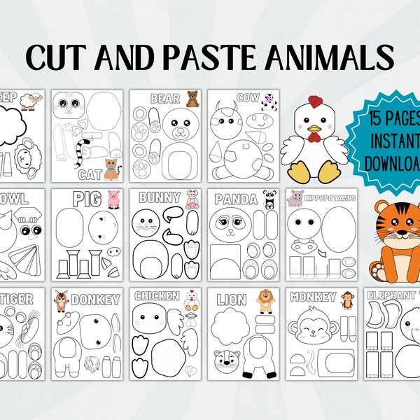 Cut and Paste Activities | Cut and Paste Printable | Cut and Paste Kids | Cut and Paste Animals | Scissor Skills | Cutting Practice