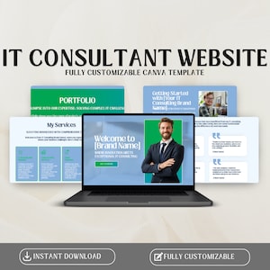 Modello sito web per servizi di consulenza IT / Modello sito web Canva Consulente / Sito web di consulenza / Sito web di una pagina / Canva di consulenza