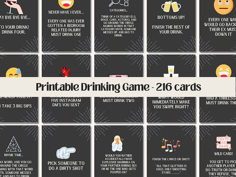 Funny Drinking Games Drinking Games for Adults Printable Drinking Games ...