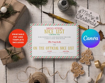 Santa Nice List | Nice List Letter | Nice List Certificate Printable | Nice List Certificate Download | Official Nice List Template