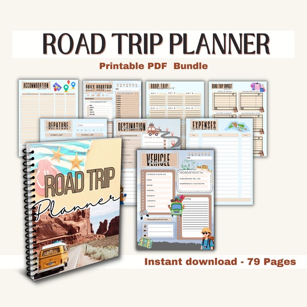 Road Trip Planners | Road Trip Planner | Vacation Road Trip Planner | Printable Road Trip Planner | Travel Planner | Trip Planner