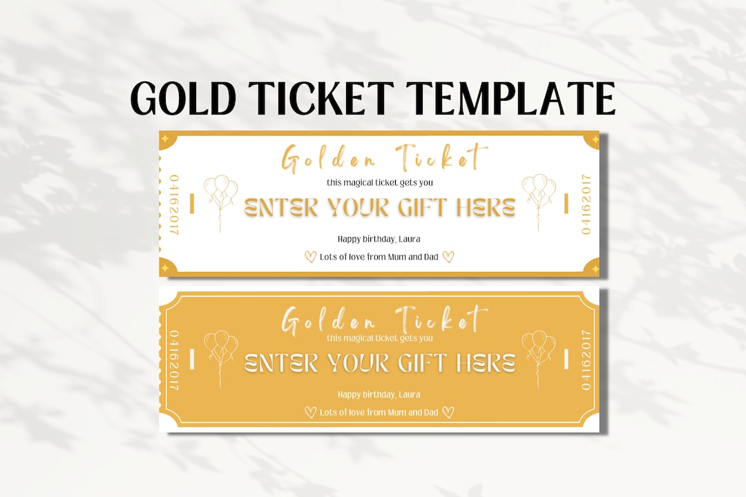 Downloadable Ticket Template Golden Ticket Template Canva Ticket