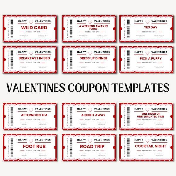 Editable Valentines Voucher Template | Love Coupon Template | Fun Gift Ideas | Valentines Editable Coupon | Printable Coupon Canva Template