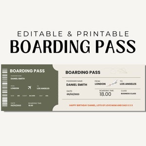 Boarding Pass Template Instant Download | Editable Boarding Pass Template | Boarding Pass Ticket Template | Plane Ticket | Airline Ticket