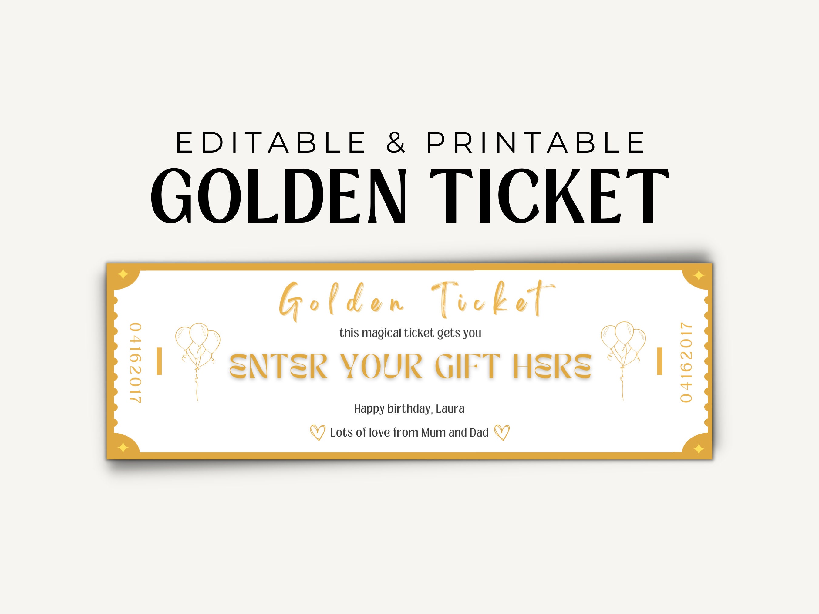 Golden Ticket Printable Template Golden Ticket Printable Template