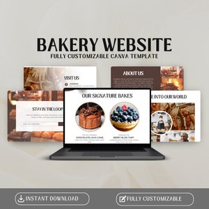 Bakery Website Template Canva | Bakery Website | Canva Template | Bakery Canva Website | Cake Website | Canva Pastry Website | Baked Goods