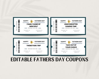 Father's Day Coupon Book Printable | Fathers Day Coupons Printable | Father's Day Coupon Template | Fathers Day Coupons | Coupon Template