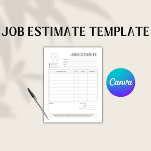 Job Estimate Template | Job Estimate | Estimate Template | Job Estimate Form | Contractor Estimate | Job Proposal | Estimate Form