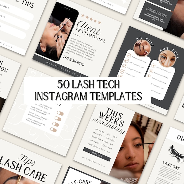 Lash Tech Instagram Canva Template | Lash Instagram Post Template | Lash Tech Instagram Templates | Lash Tech Instagram Posts | Lash Canva