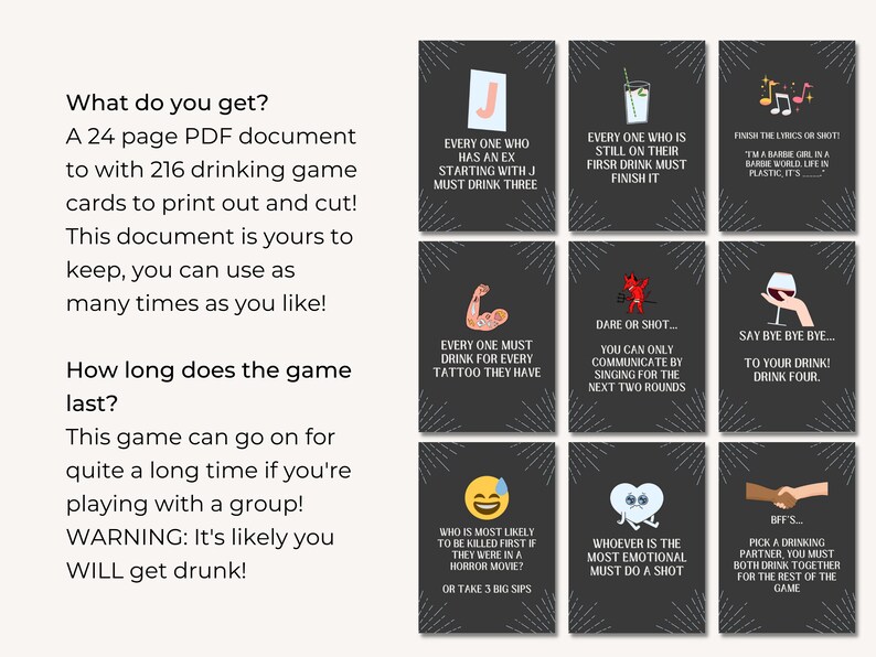 Funny Drinking Games Drinking Games for Adults Printable Drinking Games