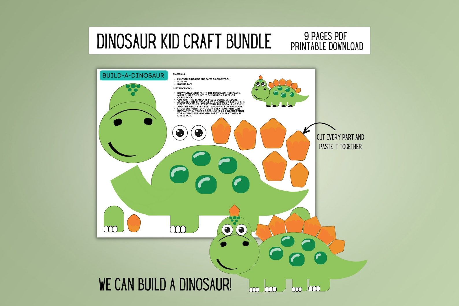 Dinosaur Craft for Kids Dinosaur Craft Printable Dinosaur Printable