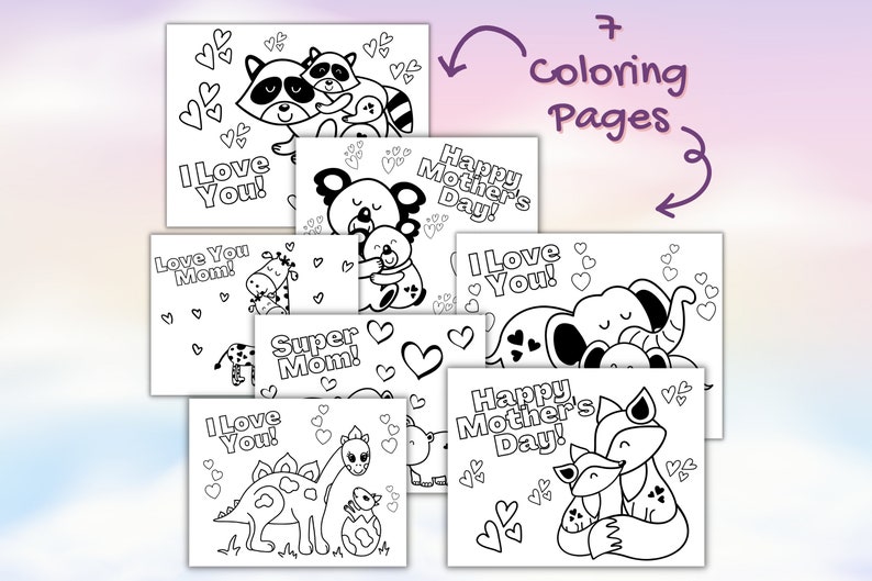 Mothers Day Printable Coloring Pages Mothers Day Bundle Printable Printable Mothers Day Crafts ...