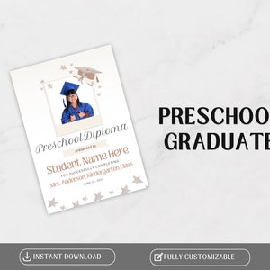 Printable Preschool Graduation Certificate | Preschool Graduation | Last Day of School | Pre-K Graduation | Preschool Diploma | Template