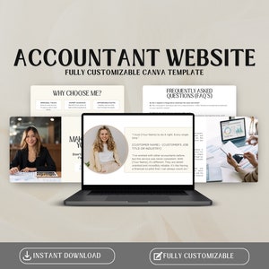 Website for Accountant Website Template for Accountant Accountant Website Bookkeeping Website Canva Website Template image 1