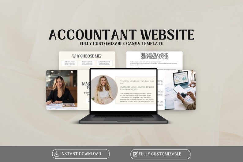 Website for Accountant Website Template for Accountant Accountant Website Bookkeeping Website Canva Website Template image 1