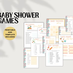 Editable Baby Shower Games Canva | Baby Shower Game | Baby Shower Bundle | Baby Prediction | Baby Shower Bingo | Printable Game | Blue Baby