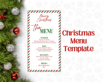 Christmas Menu Template Editable | Christmas Party Menu | Christmas Menu Template | Christmas Dinner Menu Template | Printable Menu