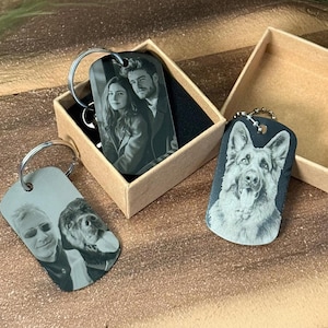 Personalized Photo Pendant – Engraved Dog Tag, Keychain or Memorial Pendant with Picture & Text – Gift for any Occasion