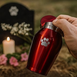 Personalizable pet urn for dog or cat with name, symbol & date | Memorial urn personal memory of your pet urn with engraving