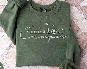 Moletom Happy Camper, Camiseta para Amantes da Natureza e Aventuras de Acampamento