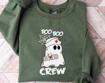 Halloween Nurse Sweatshirt, Boo Crew Sweatshirt, Cute Nurse Sweatshirt, Boo Sweatshirt, Halloween Sweatshirt, Funny Halloween Shirt, Ghost