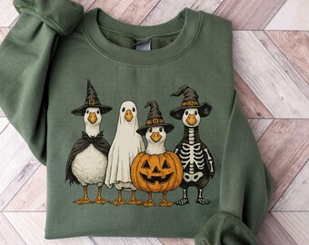 Funny Goose Halloween Sweatshirt, Trick or Treat Goose Crewneck, Silly Goose Sweater, Halloween Costume Sweatshirt, Funny Halloween Jumper