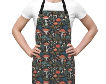Mushroom Apron - Kitchen Cooking Chef Smock, Cottagecore Gift for Mushroom Lovers, Cute Cooking Apron, Mushroom Decor, Kitchenware