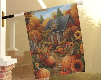 Welcome Fall House Banner, Thanksgiving Flag, Fall Decor, Autumn Flag, Harvest Flag, Outdoor Yard Art, Fall Home Decor, farm house flag