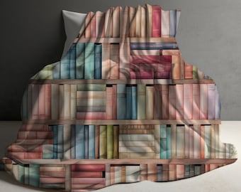 Cobertor de livros, cobertor de livros vintage, cobertores macios e aconchegantes, presente para amantes da leitura, leitores vorazes, lã Sherpa, presente de cobertor, presente literário