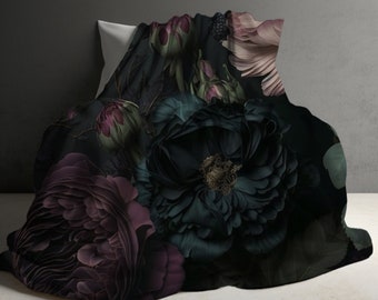 Dark Academia Decor, New home gift, Cottagecore Decor, Floral Blanket, sofa throw, Fleece blankets, home decor, gift for her, Victorian